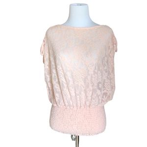 Anthropologie sheer pink top XXS